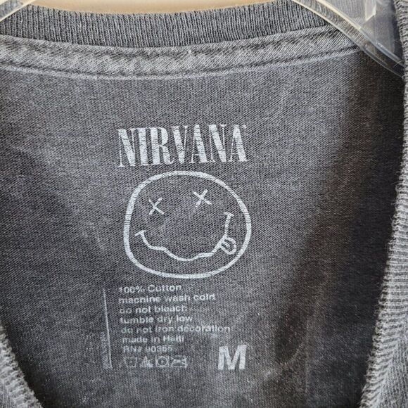 Nirvana In Utero Angel Graphic T-Shirt 2 Side Print Acid Wash Retro Gray Size M - Picture 9 of 9